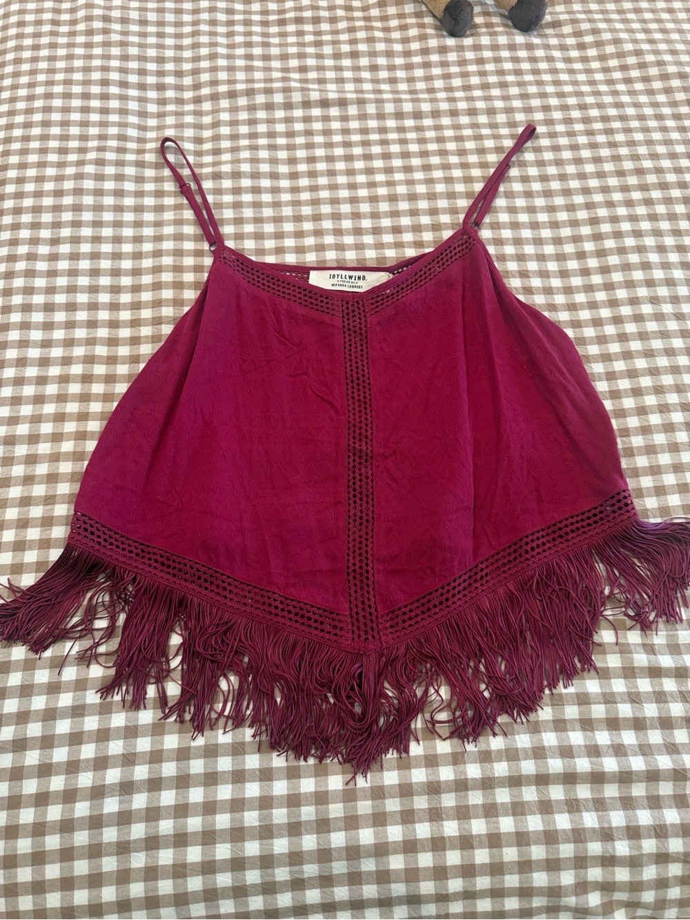 Idyllwind Burgundy Fringe Cami Tank Top